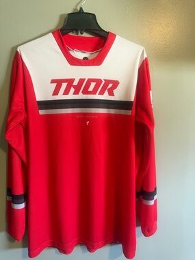 thor Red and White Racing Motocross Lightweight Jersey size large